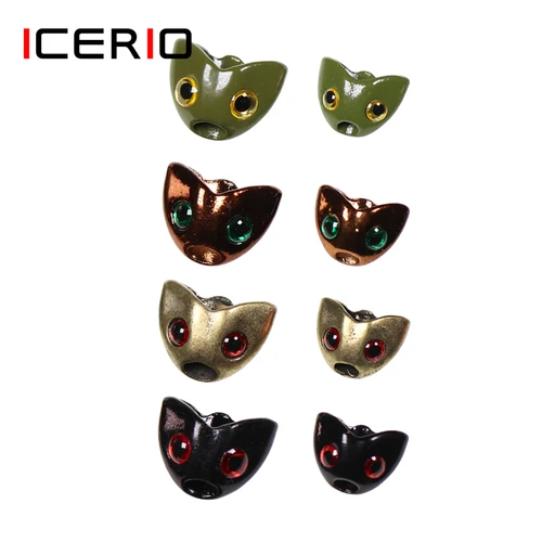 ICERIO, 10 Uds., fregadero rápido, casco esculpido con calavera de pescado, tubo de cabeza pesado, moscas, serpentinas con gancho, máscara de pescado, materiales para atar moscas