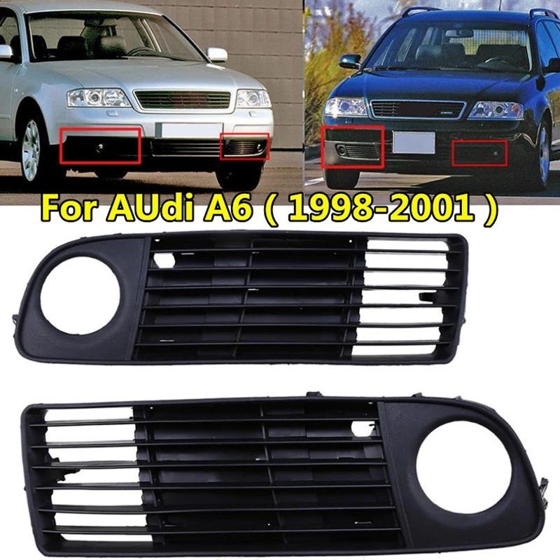 2個フォグランプカバー改築車フロントロアグリルアウディA6 C5 A6L前衛1998 abs replacemレーシンググリル