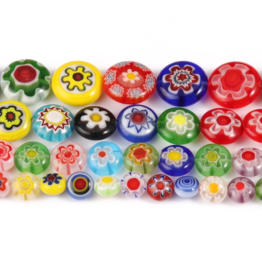 Fashion Multicolor Murano Lampwork Flower Beads For Jewelry Making Diy Crafts Accessories Round Glass Beads Wholesale