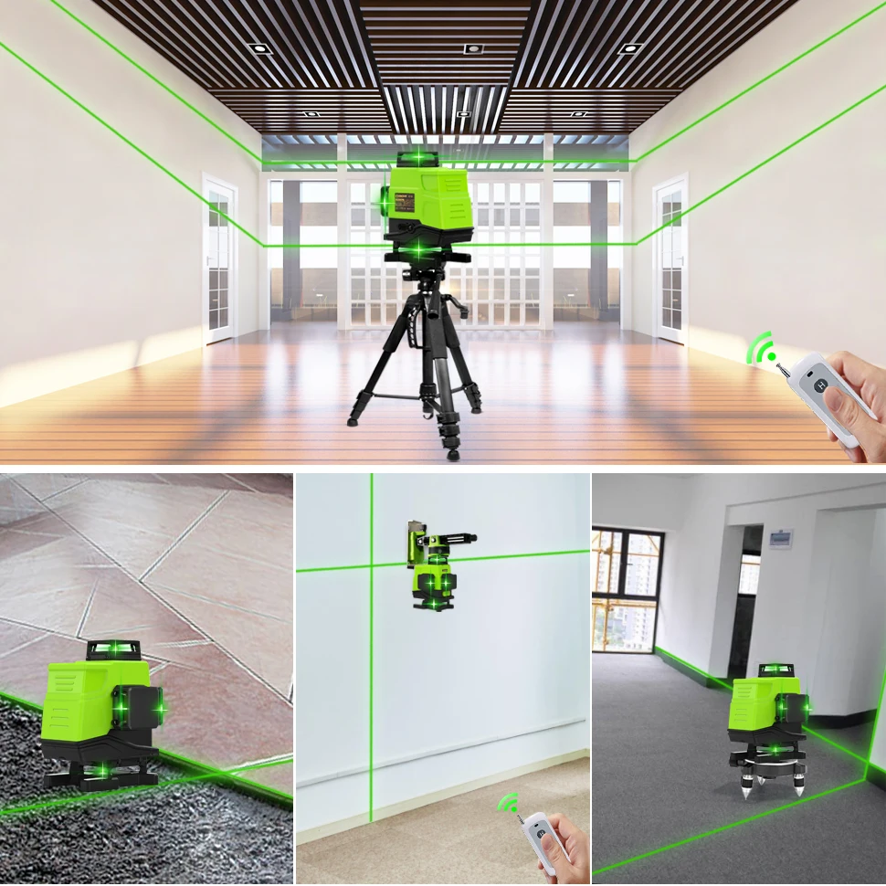 CLUBIONA IE16 Professional 4D Green Beam Laser Level 16 Lines Cross-Line With Remote Control 5000mah Battery 1.5m Tripod Tools