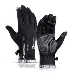 Guantes de terciopelo para hombre y mujer, manoplas cálidas para pantalla táctil, resistentes al agua, a prueba de viento, antideslizantes, para deportes al aire libre