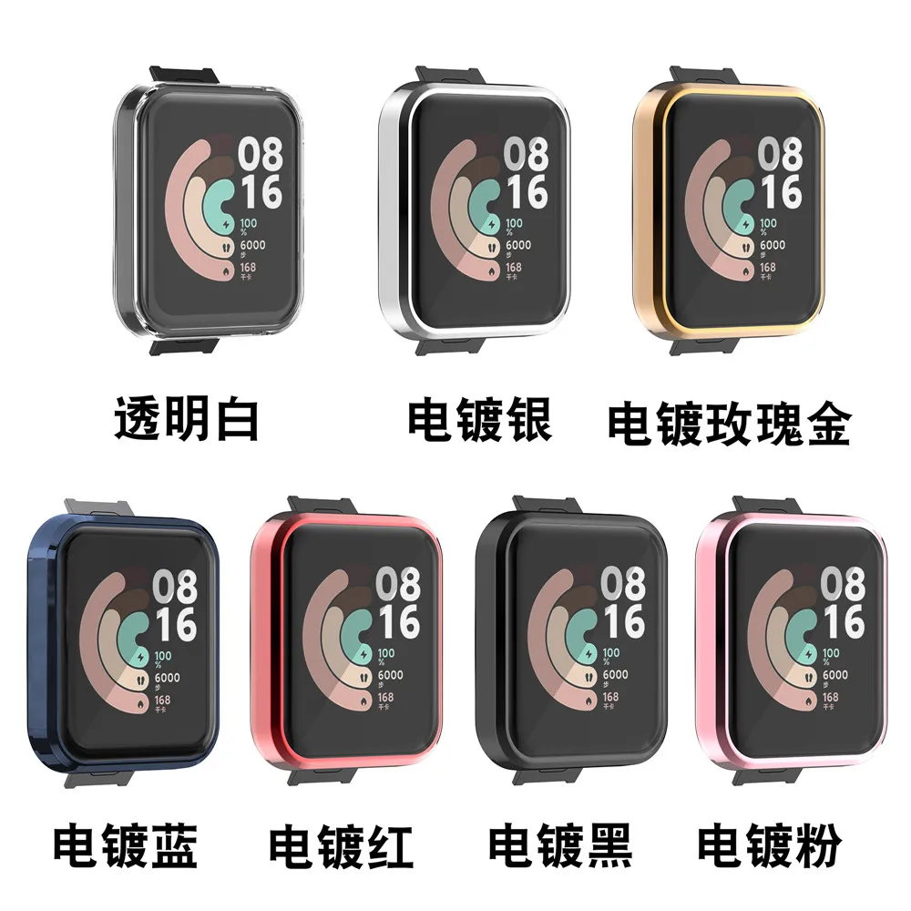 フル保護ケースカバーxiaomi mi腕時計liteのアクセサリーフレームケースredmiスマートウォッチ360 tpuスクリーン保護