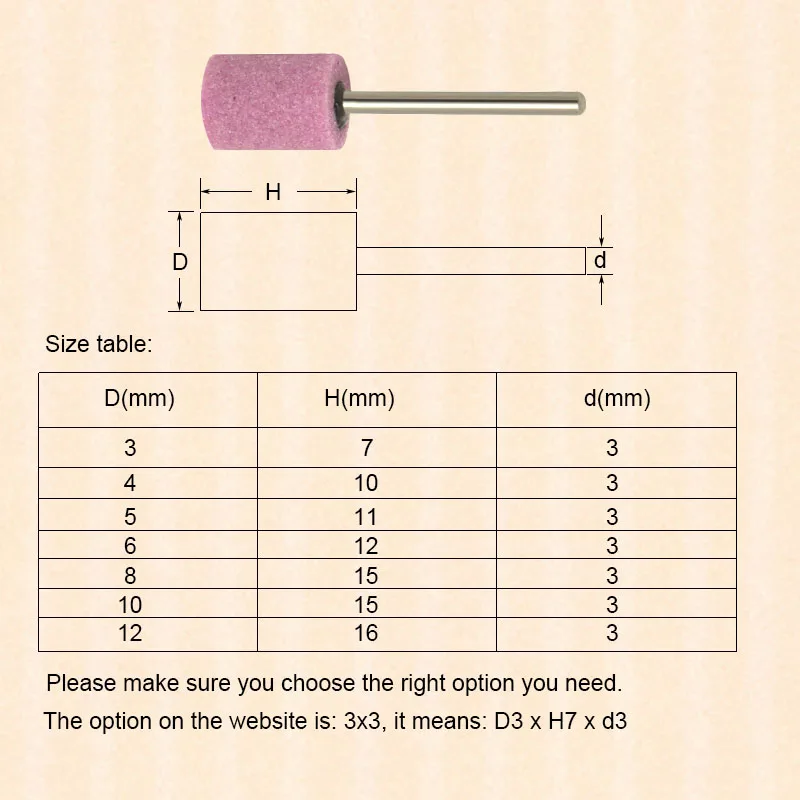 100pcs/lot Rotary tool D10 abrasive Stone Points Cylinder Mounted Grinding Stone Shank 3mm for Iron Metal steel