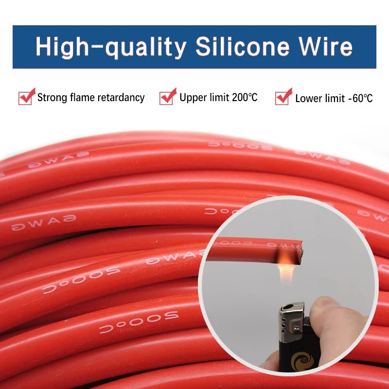 Super Soft Silicone Cable 4 6 8 10 12 14 16 Awg High Temperature Flexible Copper Battery Cable Inverter Wires Flame Retardant