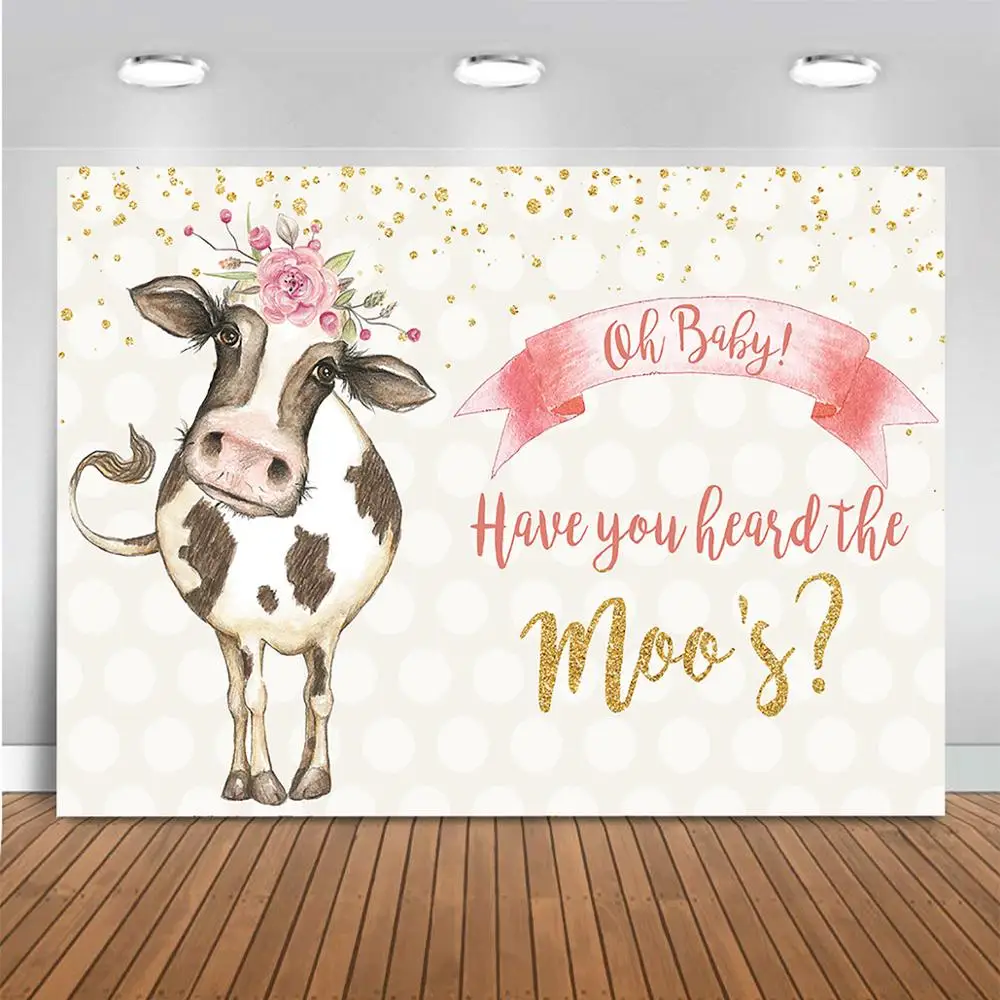 Mocsicka vaca chá de bebê pano de fundo menina chá de bebê festa decoração fazenda cenários de aniversário (palavras personalizadas)