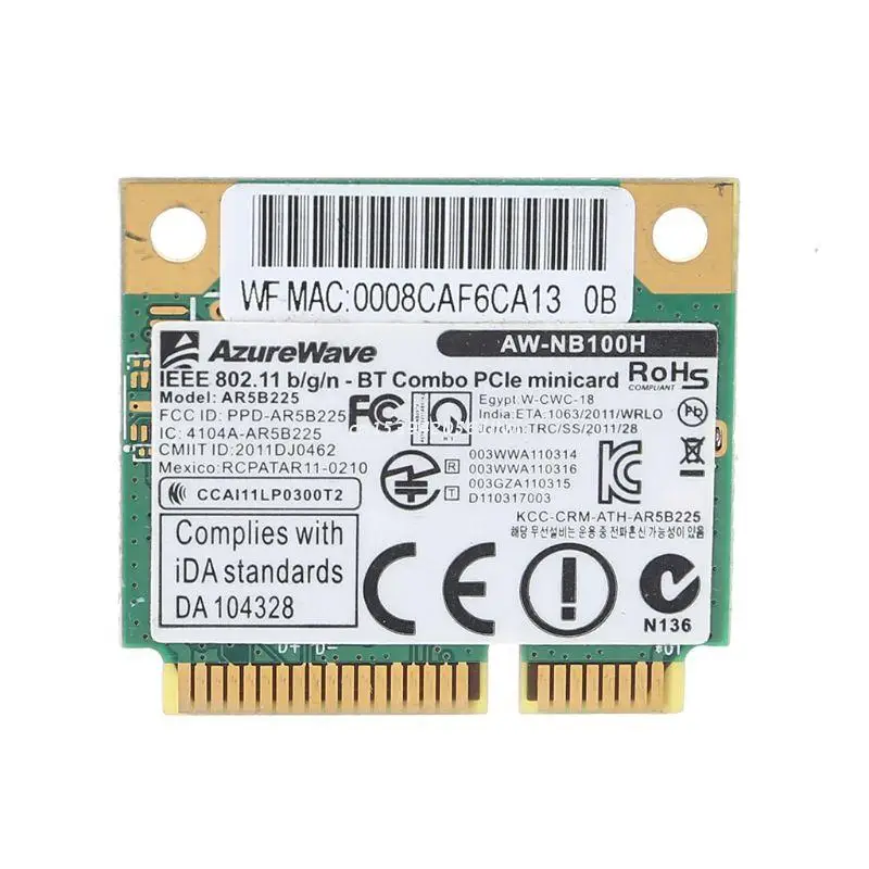 

AW-NB097H AW-NB100H AW-NB126H AR9485 AR3012 AR5B225 300Mbps Half Mini PCI-Express BT4.0 Wlan Wireless Wifi Card Dropship