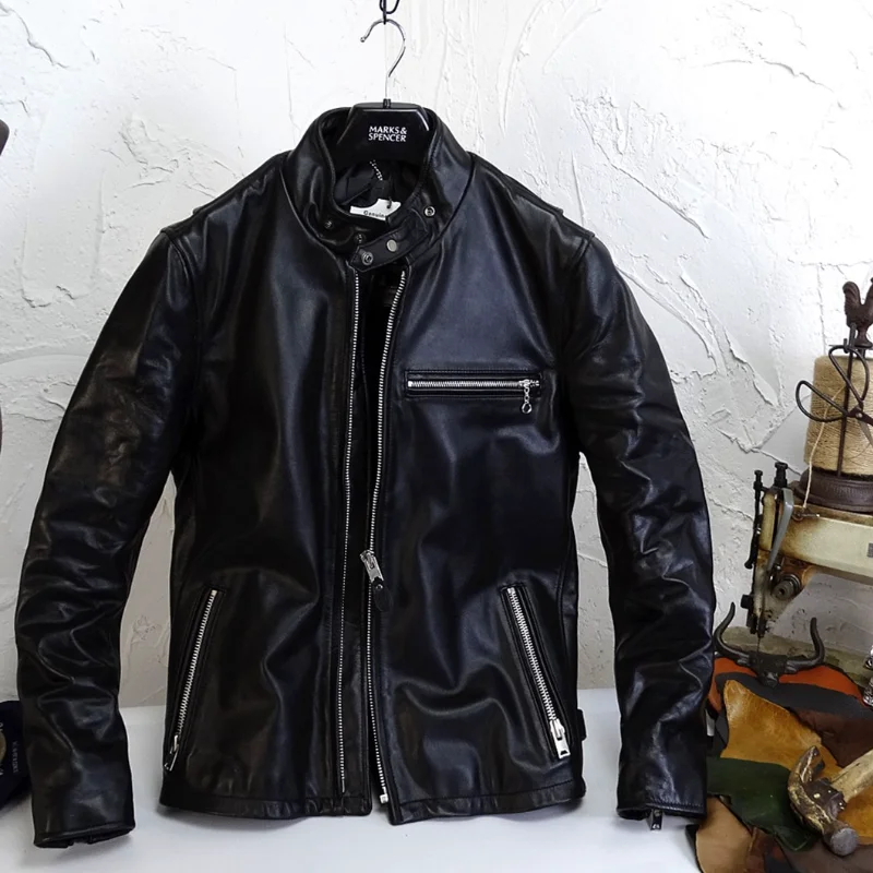 

Spring Autumn Genuine Leather Jacket Men Horsehide Coat Motorcycle Real Horse Hide Leather Jackets Coats