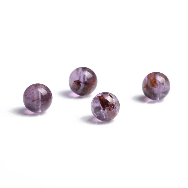 4A Natural Purple Phantom Chlorite Quartz Crystal Single Bead DIY Beads Jewelry Making