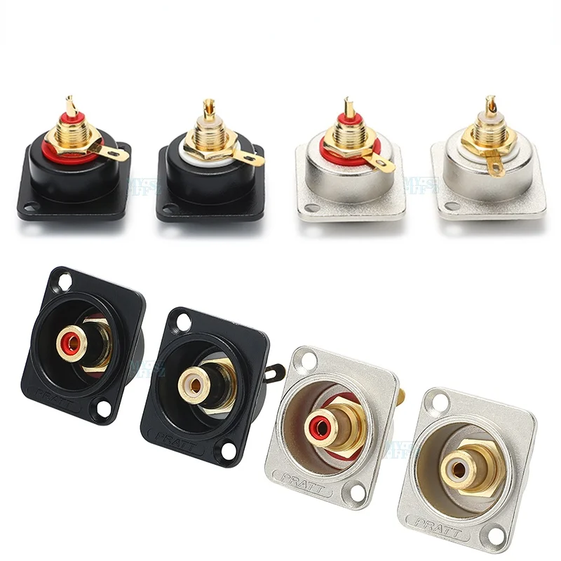 4pcs/lot RCA Female Jack Socket Speaker Terminal Wire Connector 4 Colors Available wholesale D Type Chassis Black silver