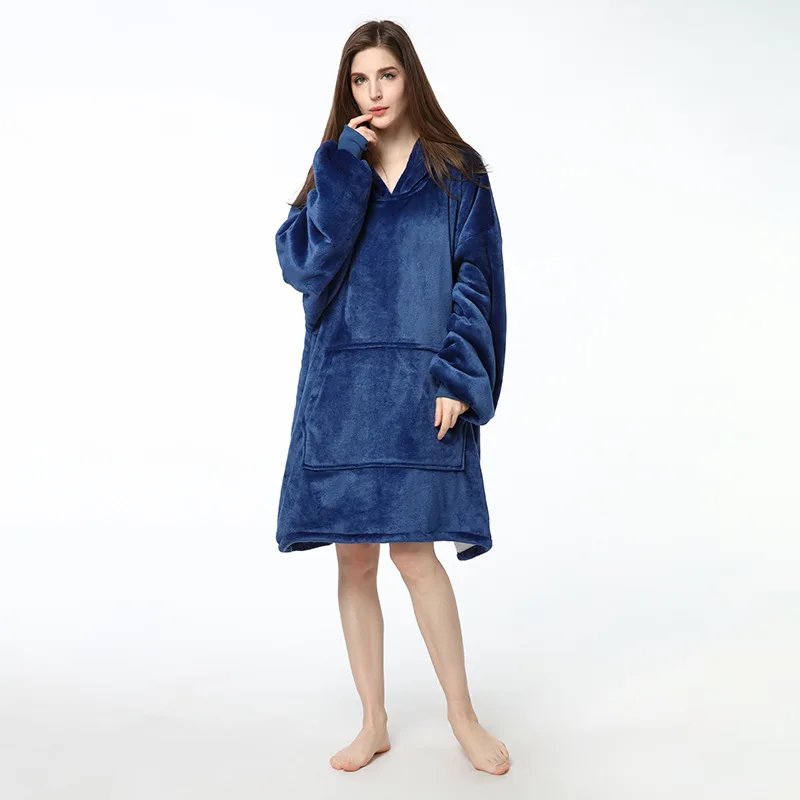 Winter Thicken Robe Warm Hooded Sleepwear Long Sleeve Sleep Tops Flannel Nightgown Femme Nightwear Loose Home Clothing