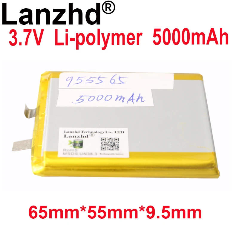 Lithium Polymer Batteries 955565  3.7V 5000mAh 55*60*9.5mm Rechargeable Battery For Power Bank Bluetooth Speakers Tablet DVD