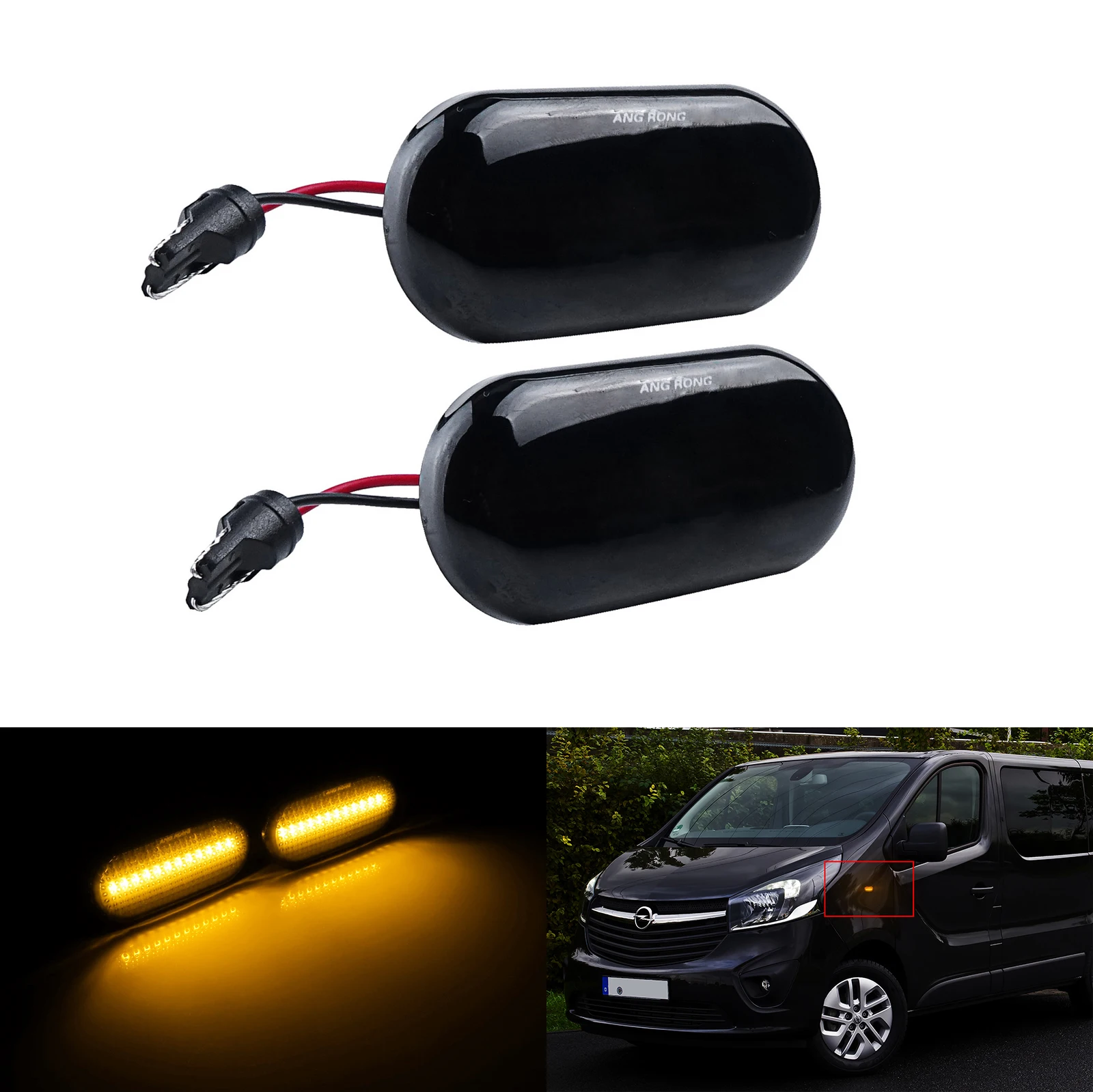 2x Black Lens Side Marker Indicator LED Repeater Light For Opel Vivaro Movano Dacia Duster Logan Nissan Kubistar Primastar X83