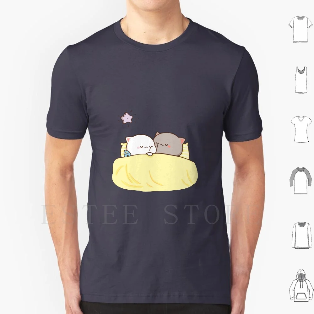 Camiseta con estampado de Peach y Goma Mochi Cat, camiseta de algodón con estampado de Peach Cat Goma Mochi Cat, linda y romántica, Kawaii, para novio y novia