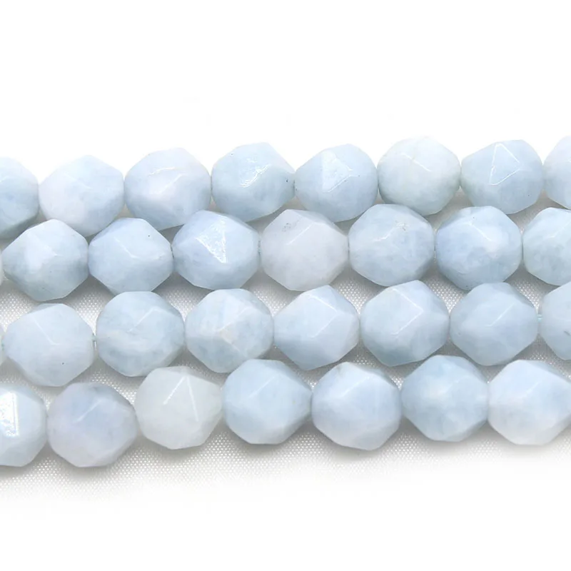 Perles en pierre aigue-marine bleue naturelle, perles d'espacement amples pour la fabrication de bijoux, Bracelet et collier, bricolage, 15 ''6 8 10mm