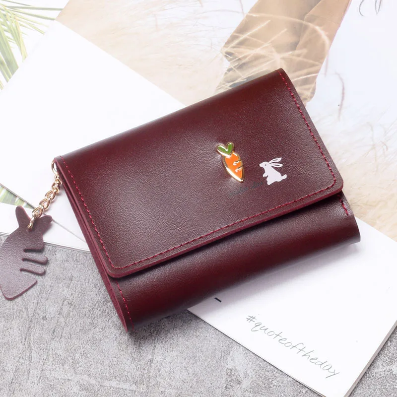 Korean Short MINI Wallet Female Spring New Arrival Pendant Thin Wallet Card Holder Small Fresh Student Buckle Coin Purse