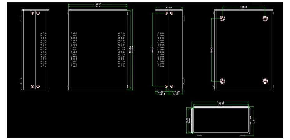 Eisen-Projektbox-Gehäuse für Elektronik DIY Verbindungsbox Instrumentengehäuse Maßgefertigtes Desktop-Gehäuse 200*150*70mm Schwarze Box – Detail 4