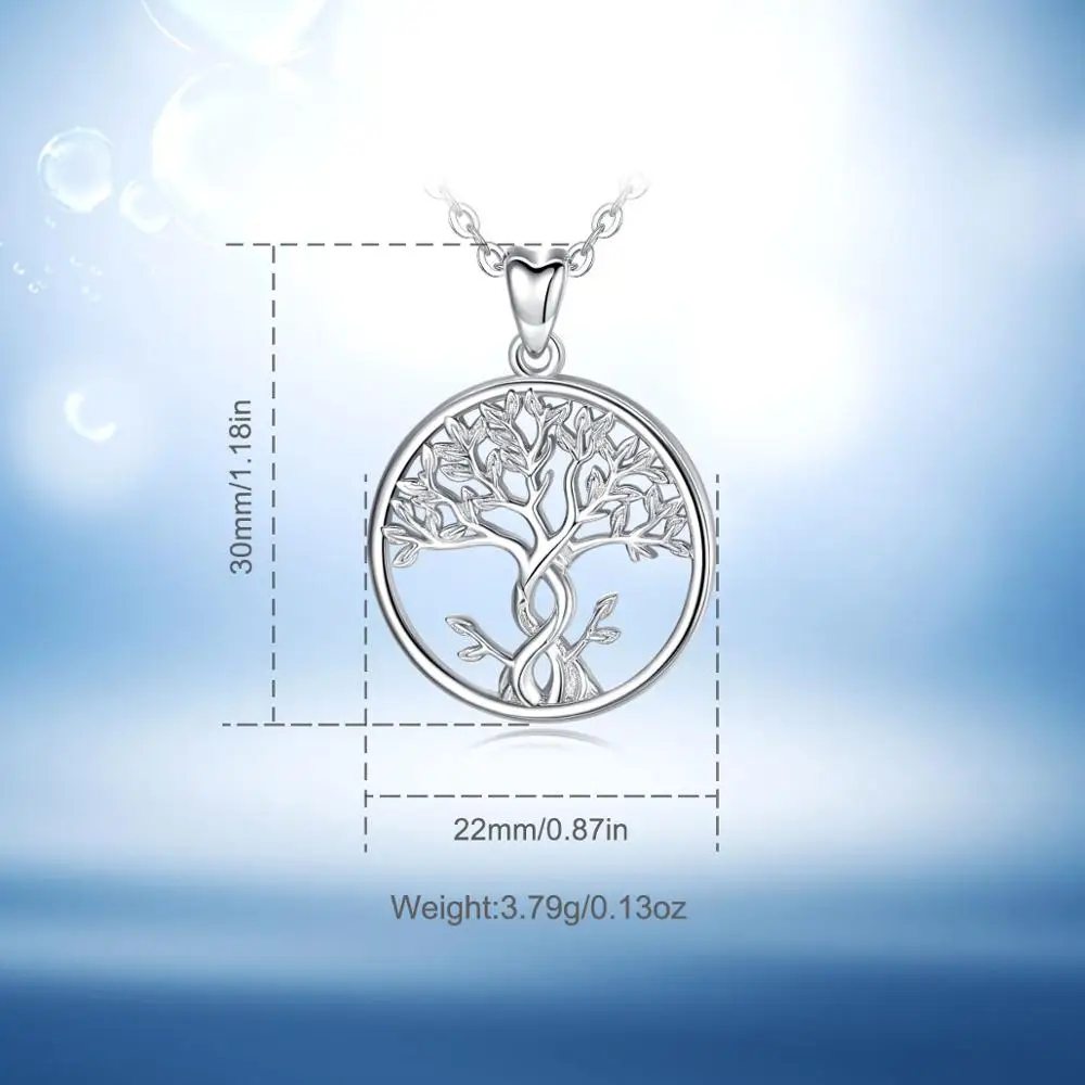 EUDORA 925 Sterling Silver Tree of Life Necklace Solid Silver Twisted Rowan Tree Charm with Silver Chain or Only Pendant CYD436