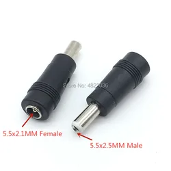 2pc 5.5x2.1mm kobieta do 5.5x2.5mm męskie złącze zasilania DC Adapter złącza laptopa 5.5*2.1 kobiecy męski 5.5*2.5