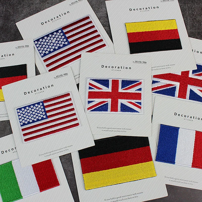 1 PCS United States United Kingdom Italy France Germany Small Size Flag stickers Embroidery Badges Iron on Patch for Clothes DIY