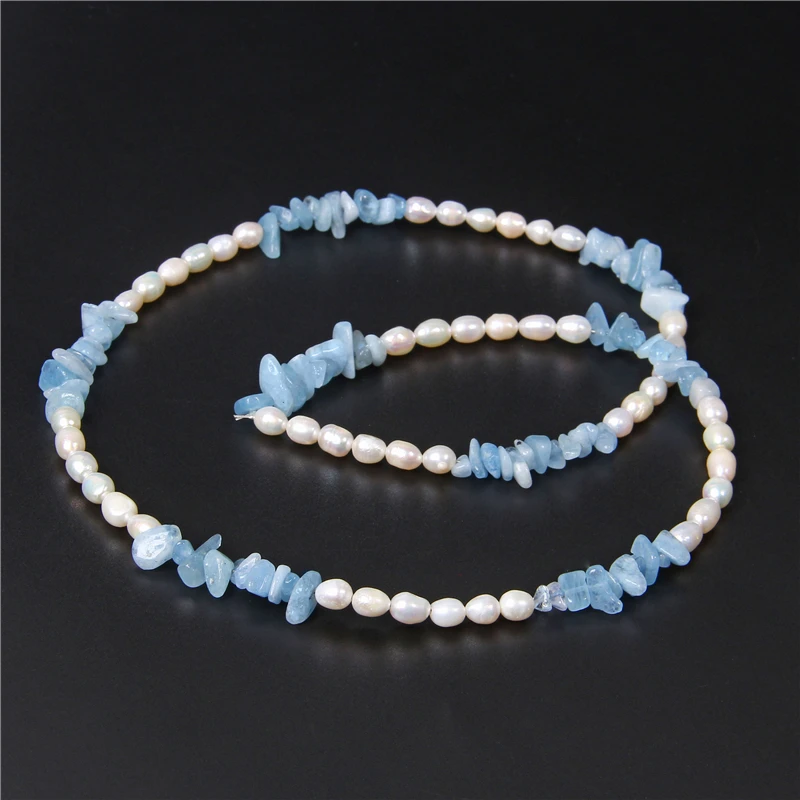 Fashion Chip Stone Necklace Natural Pearl Chockers Aquamarines Necklace Chains for Women Female Jewelry Wedding Party Gifts