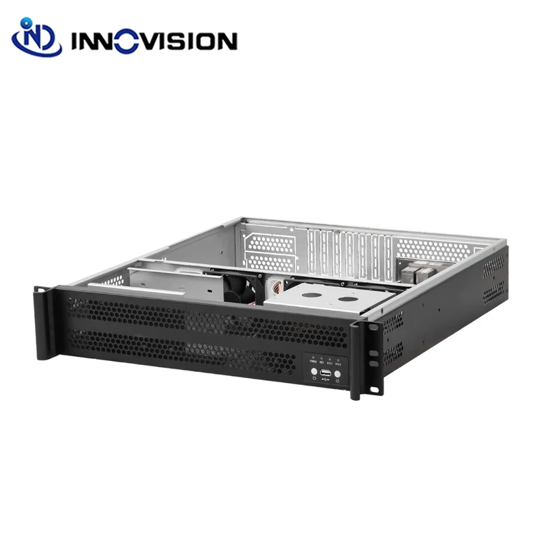 Servidor flexível de montagem em rack, suporte industrial, PSU padrão 2U e fonte de alimentação ATX, profundidade 490mm, 12 \