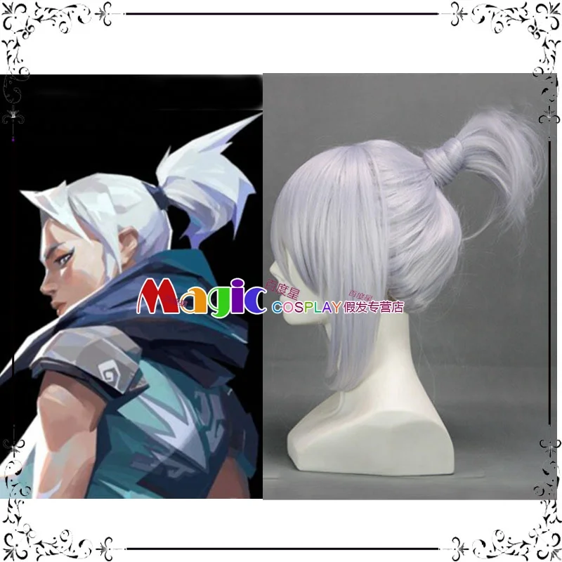 New Type Game Valorant Jett Cosplay Wig Silver Halloween Role Play Costume Party Hair Wig