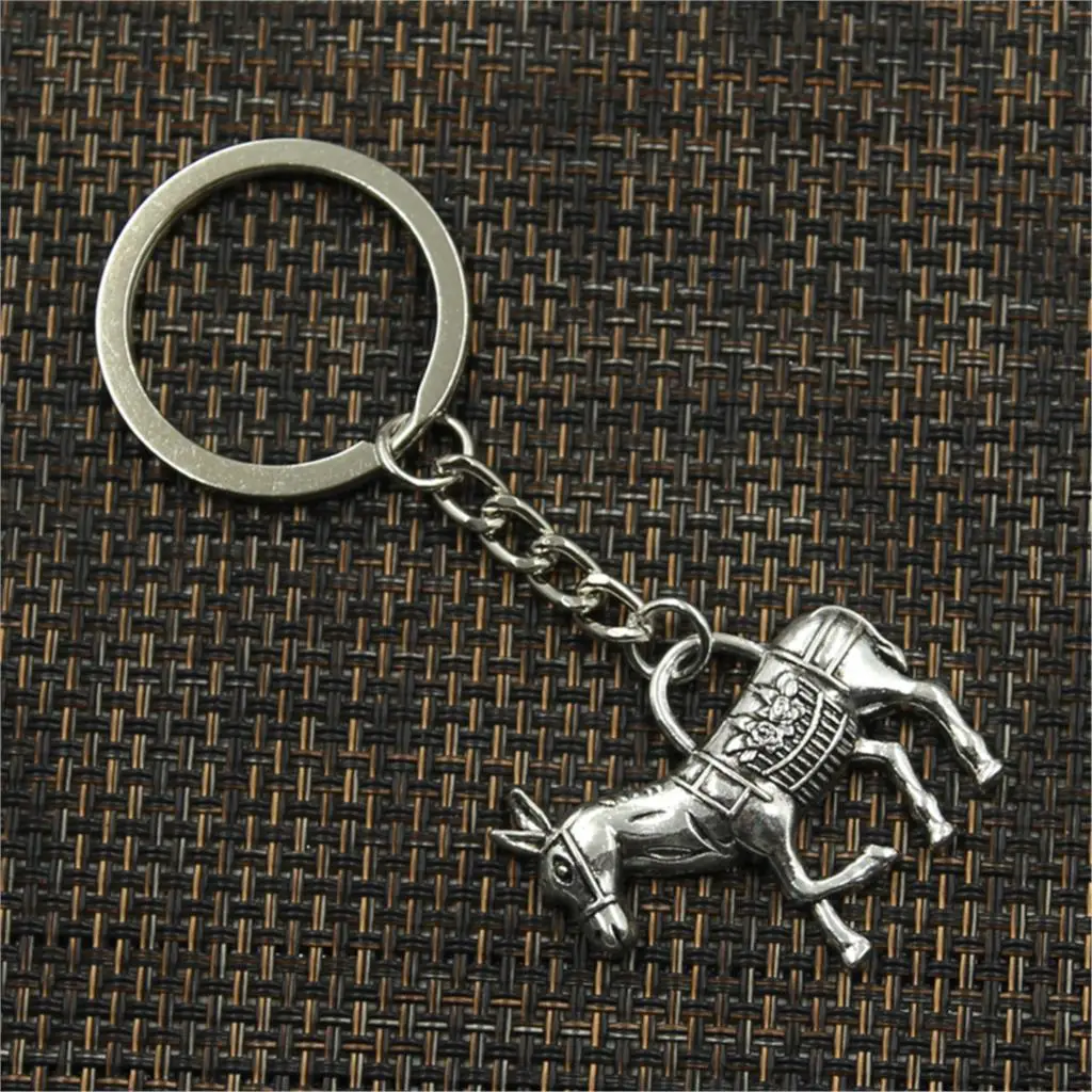 Factory Price Donkey Burro Neddy Jackass Pendant Key Ring Metal Chain Silver Color Men Car Gift Souvenirs Keychain Dropshipping