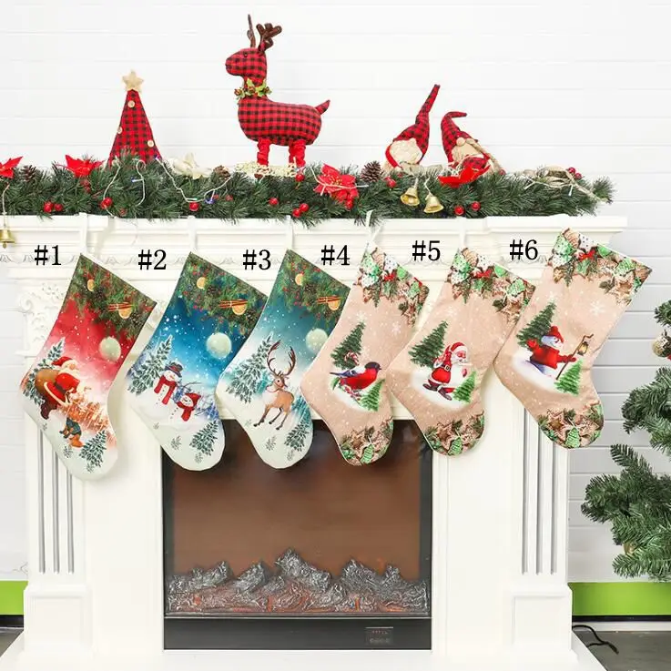 Christmas Stockings Santa Snowman Xmas Hanging Stockings Christmas Stockings Candy Gift Bags Christmas Long Socks Decoration