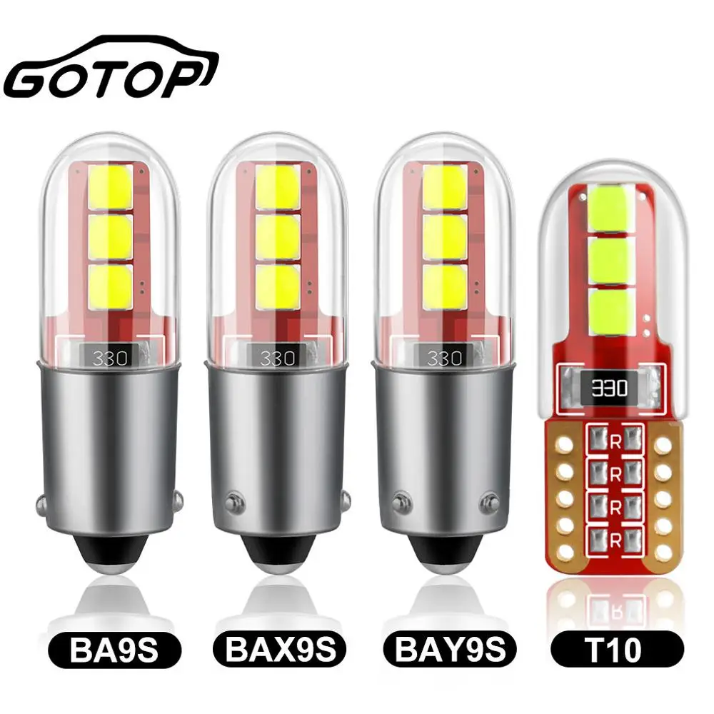 

1pcs T10 W5W Led Bulb BA9S H6W T4W LED BAX9S H21W BAY9S Car Reverse Lights 6SMD 3535 Chips Car Parking Lights Source Auto Lamp