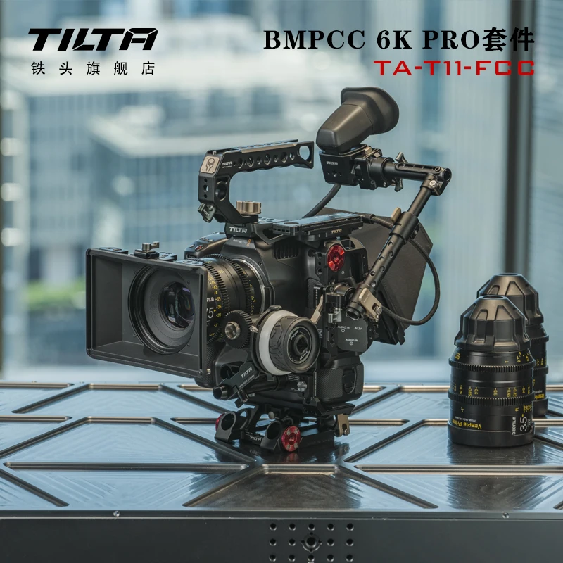 TILTA BMPCC 6K PRO Camera Cage TA-T11-FCC-B Dslr Rig Accessory Kit Baseplate Top handle R/S cable T5 T7 holder V mount