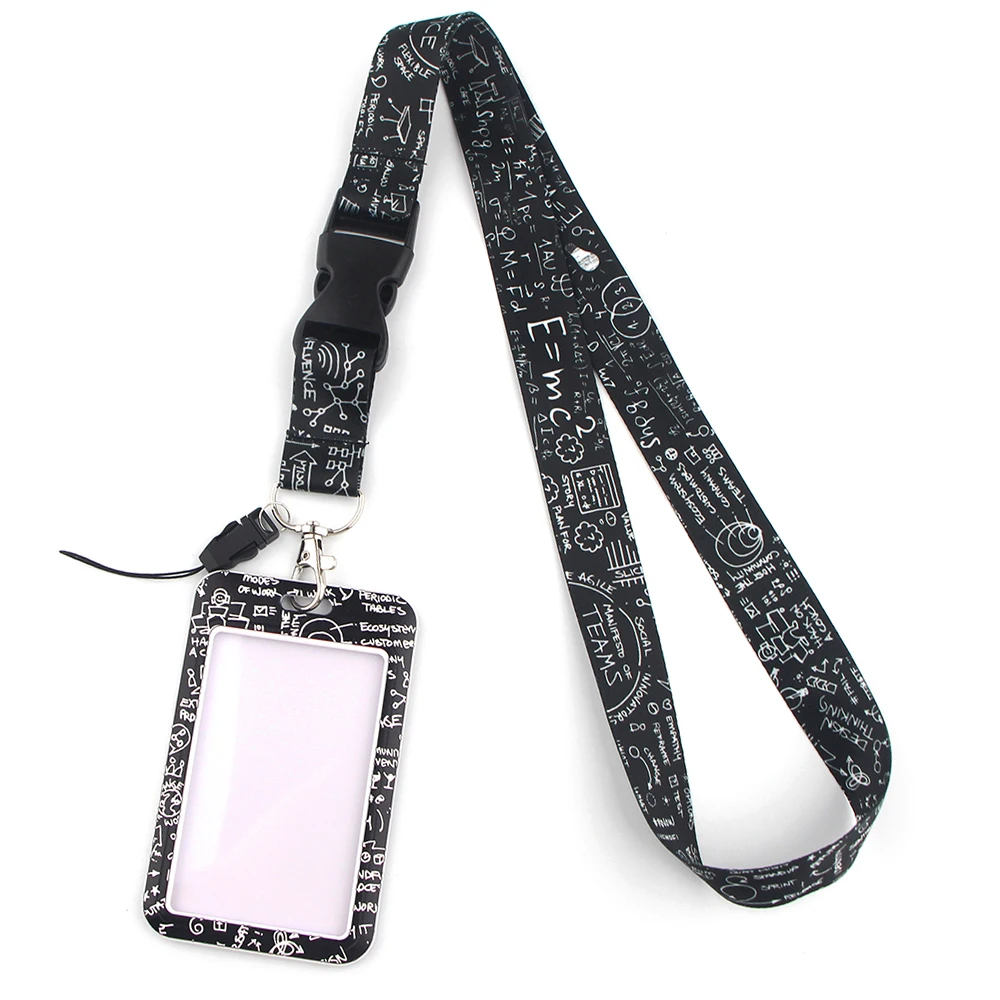 JF0132 Math Equation Creative Lanyard Card Holder Student Hanging Neck Cell Phone Lanyard Badge Subway Access Card Holder