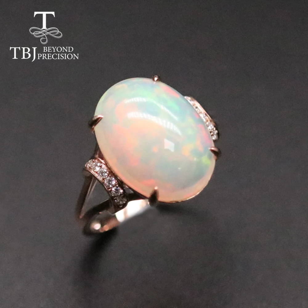 Tbj,new 14k rose gold diamond 5.6ct  Opal Ring Natural Ethiopia Opal oval cut 12*16mm gemstone fine jewelry for women gift