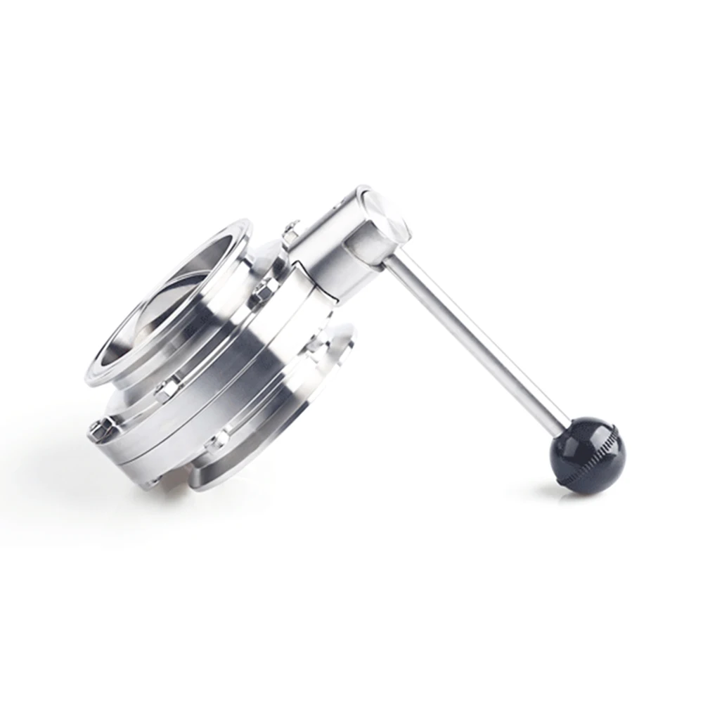 3/4 "1" 1-1/2 "2" 19/32/25/38/51/63 مللي متر الفولاذ المقاوم للصدأ 304 صمام فراشة صحي ثلاثي المشبك 50.5/64/77.5 مللي متر البيرة البيرة الألبان #4