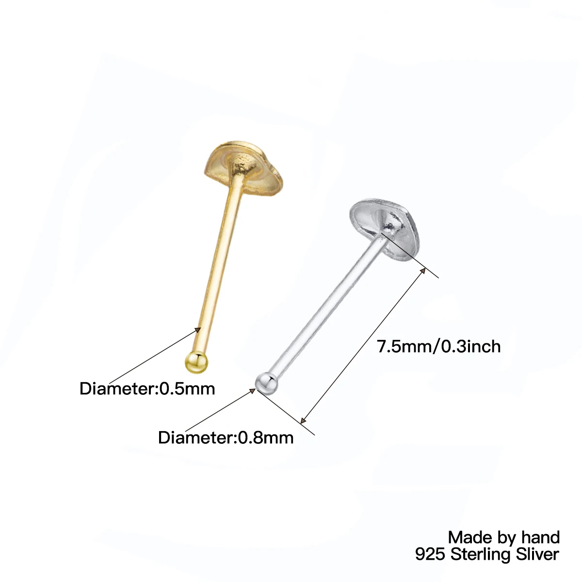 36Pcs Lovely Heart Shape 925 Sterling Silver Nose Pins Nose Piercing For Women Body Jewelry PiercingPircing Nariz Plata