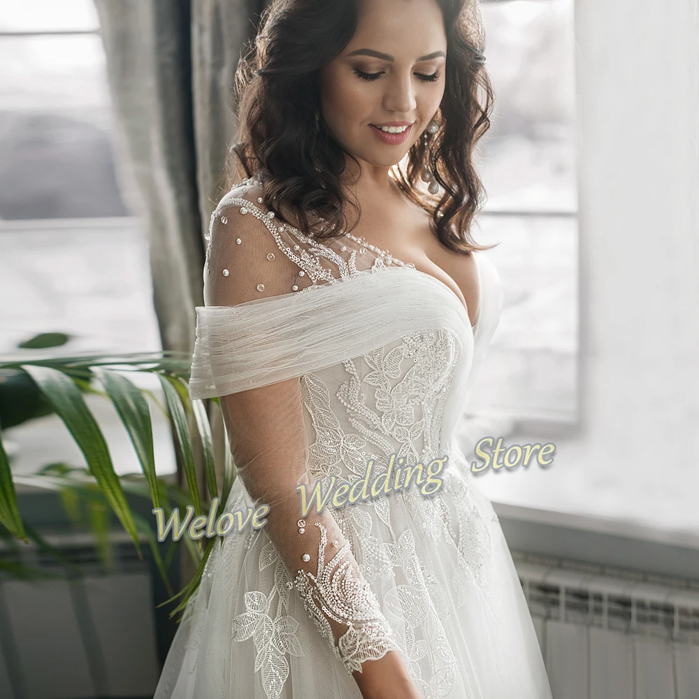 Luxus Slit Tüll Hochzeit Kleid Für Braut Mit Stickerei Perle Plus Größe Brautkleid Formale Prinzessin Elegante Свадебное платье