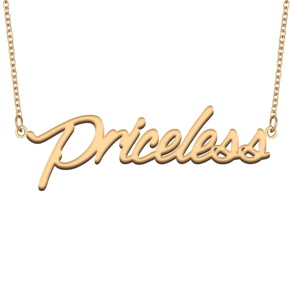 

Priceless Name Necklace Personalized for Women Stainless Steel Jewelry Gold color Nameplate Pendant Femme Mother Girlfriend Gift