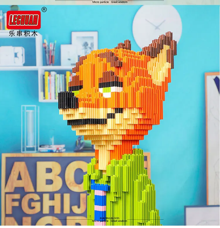 72cm Magic Building Blocks Disney Fox Big Model Assembled Connection Bricks Zootopia Nick Wilde Figures Toys For Christmas Gift