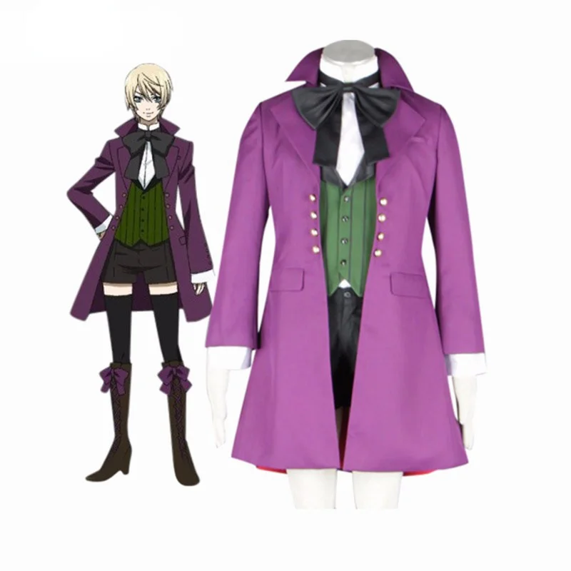 

Anime Black Butler 2 Kuroshitsuji Alois Trancy Uniform Outfits Halloween Cosplay Costume(Coat+ Vest + Shirt + Shorts+Bow tie)