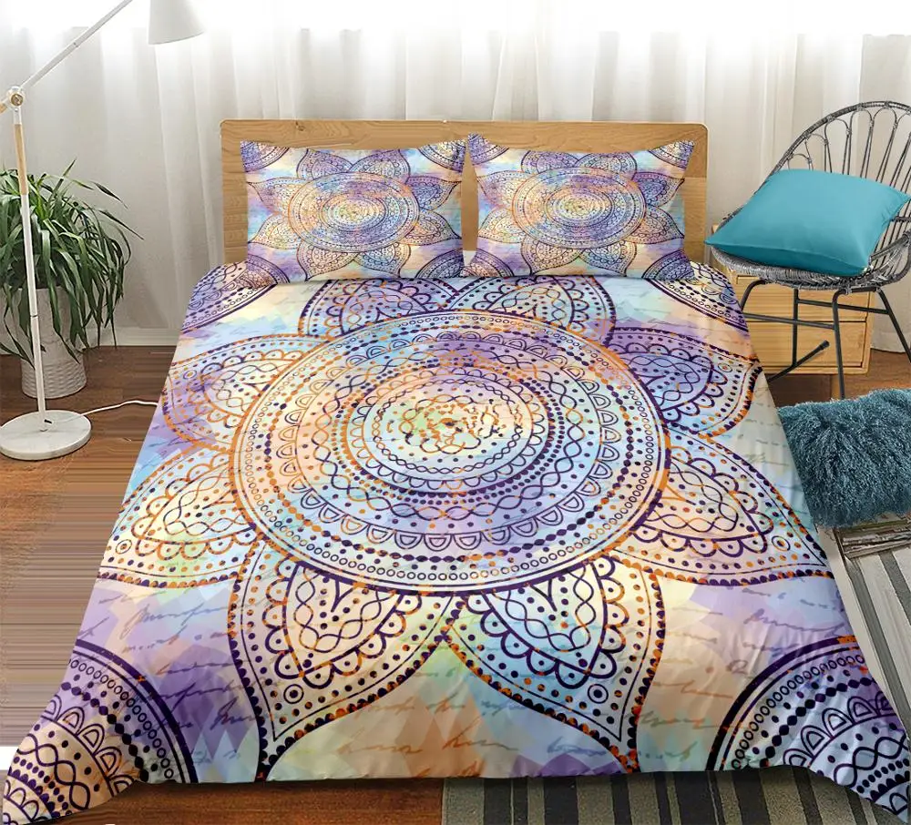 

Mandala Flower Bedding Set Bohemian Girls Floral Duvet Cover Queen Size Colorful Bedspread Exotic Bedclothes 3-piece