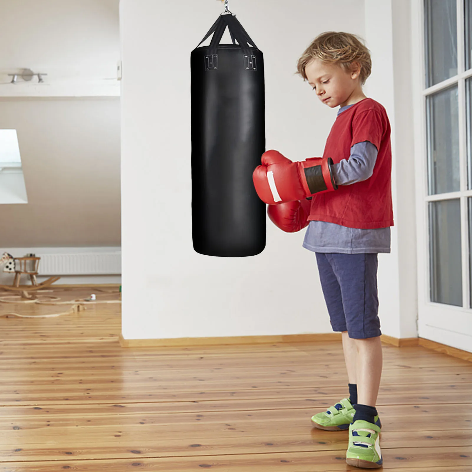 Heavy Duty Punching Bag for Adult Pear Shape Sandbag Indoor Garden PU Leather Boxing Bag for Trainning Kickboxing Muay Thai