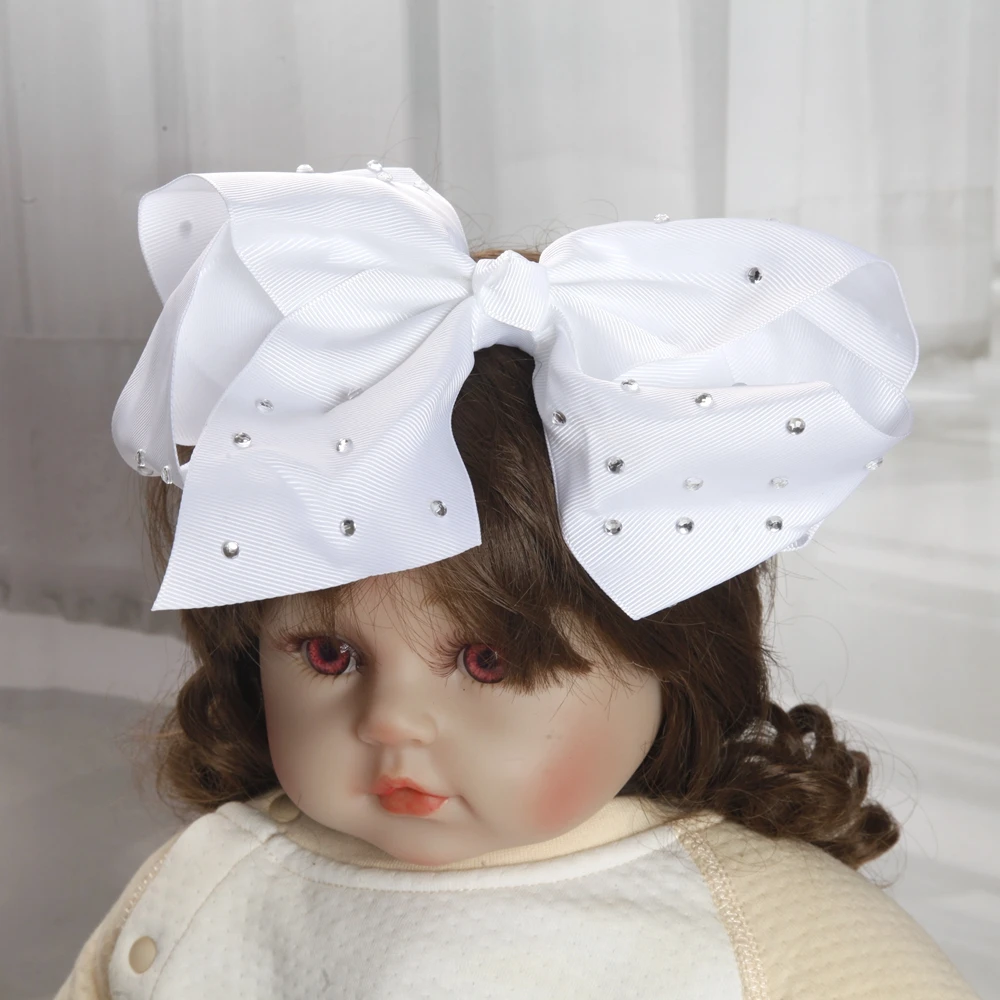 8 Zoll Große Haarschleifen für Babymädchen und Kinder, Weiche Schleifen mit Strass-Knoten, Haarbänder, Baby-Haaraccessoires, Kinder-Kopfschmuck – Detail 20