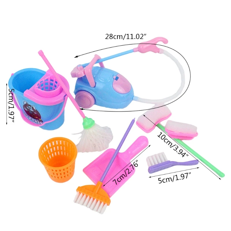 9Pcs Kitchen Cleaning Toys Household Cleaning Tool Pretend Play Toys Interactive & Educational Housekeeping Cleaning Toy H055