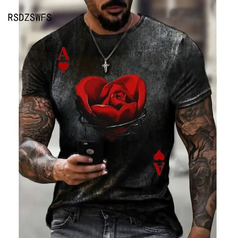 rosa-coracoes-padrao-de-poker-cranio-impresso-camiseta-masculina-estilo-de-rua-na-moda-manga-curta-casual-em-torno-do-pescoco-oversize-esportes-masculino-t