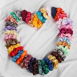 10Pcs/Lot Satin Elastic Hair Bands Colorful Silk Scrunchies Cute Rings Ropes Ties Fashion Ponytail Holder Women Hair Accessories