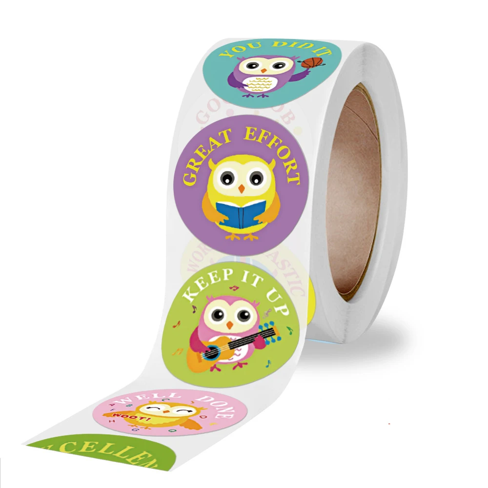 50-500pcs Cute Owl Designs Pattern School Teacher Reward Sticker Animals Cartoon Stickers for Kids Toys Sticker Various