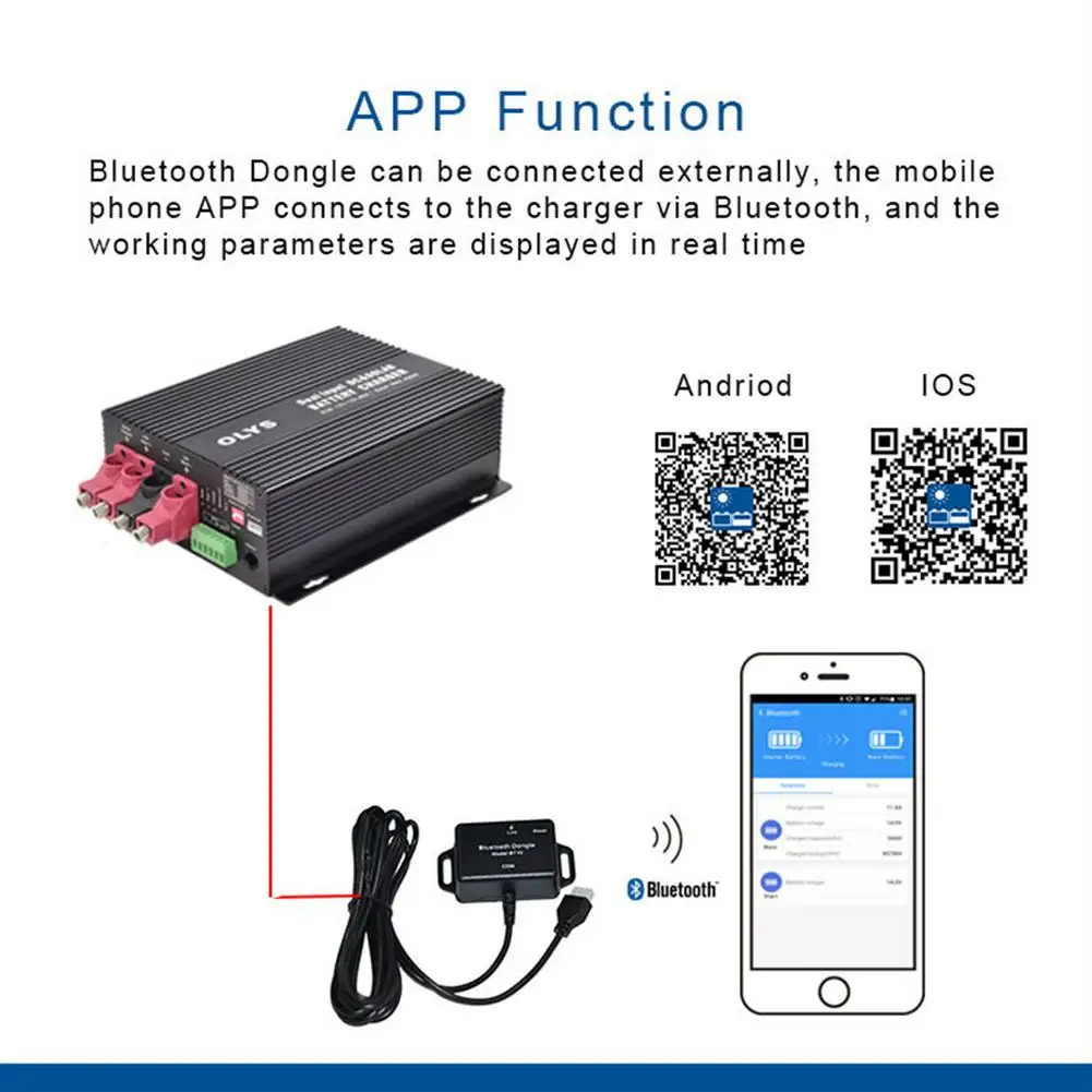 12V/30A DC To DC Charger Automatic Solar Battery Charger Bluetooth MPPT Solar Charger For RVs, Campers, Ships