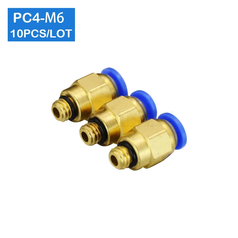 HIGH QUALITY 10pcs PC4-M6, 4mm to M6 Pneumatic Fittings Connectors Male Straight One-Touch Quick Release Fitting