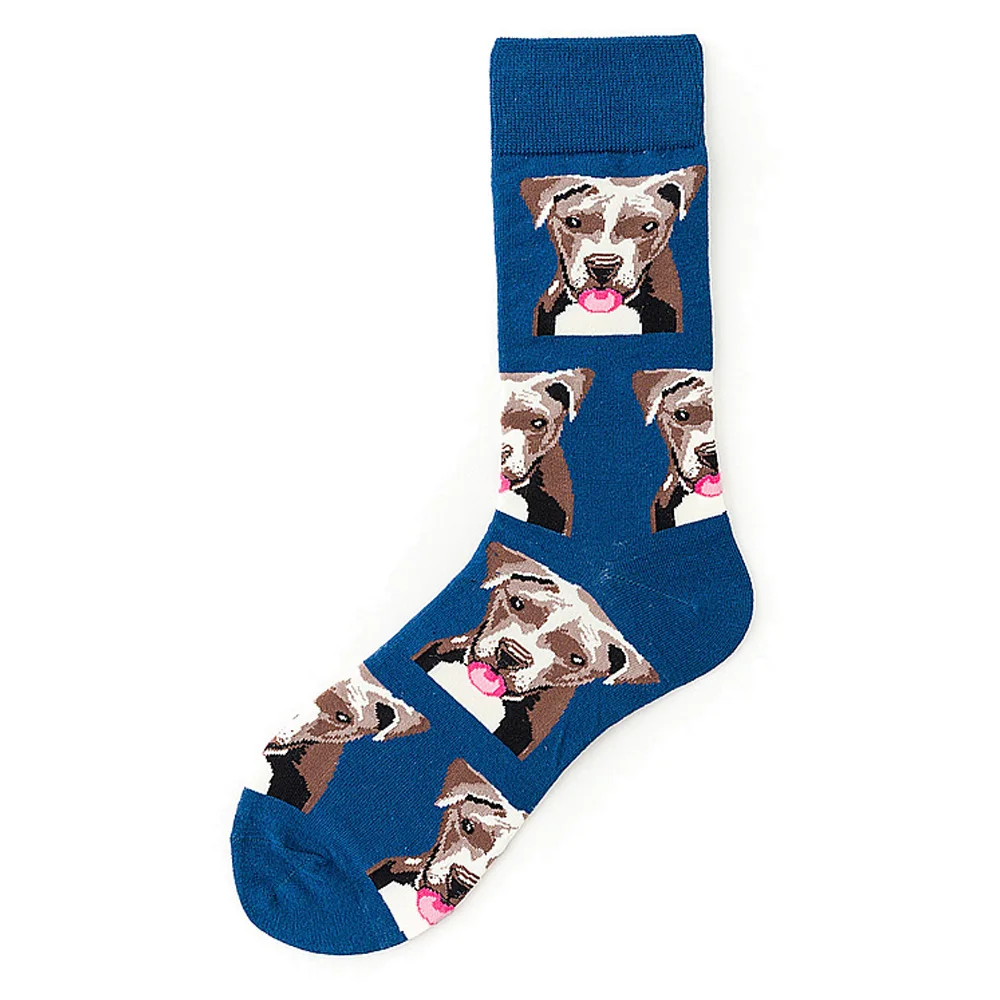 Chaussettes de skateboard en coton japonais pour hommes, Streetwear de style britannique, Hip-hop, Happy Dog Cartoon, Chaussettes drôles colorées, Cadeau de Noël