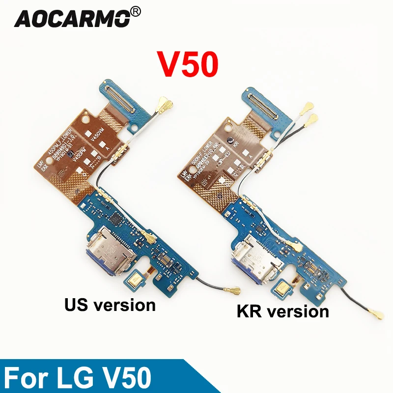 Aocarmo Type C USB Charger Dock Charging Port Connector Bottom Mic Flex Cable For LG V50 Repair Parts