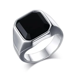 New Fashion Men Jewelry Elegant Cubic Stainless Steel Vintage Rings For Men Rings Party Wedding Boyfriend Birthday Gift